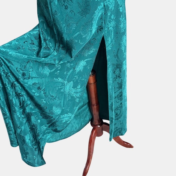 Victoria's Secret Green Slip Dress Maxi Side Slit Vintage Gold Label Size M - Picture 5 of 10